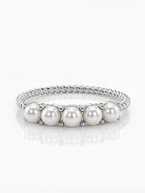 Dainty Pearl Ring, 925 Sterling Silver Charmed Aroma